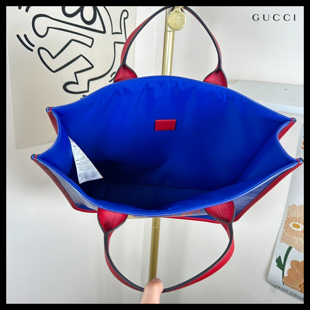 【GUCCI】ロゴプリント コーティングキャンバス スクエア トート