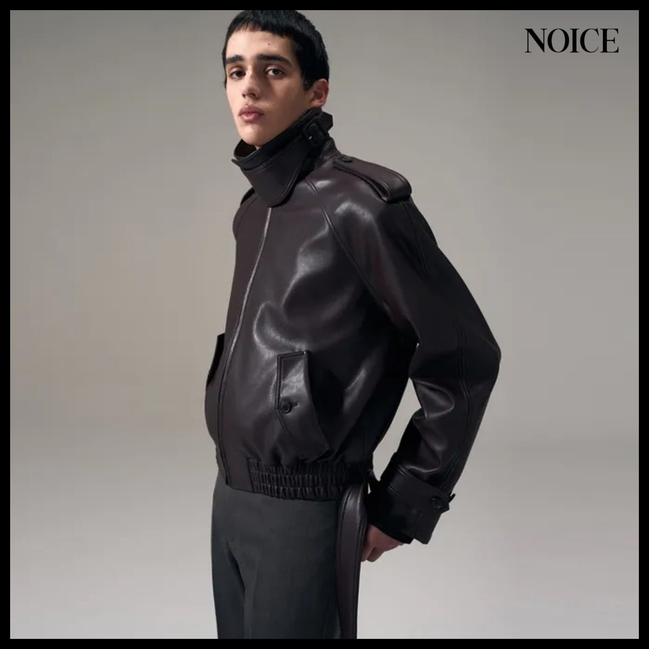【NOICE】Aviator Faux Leather Blouson Burgundy