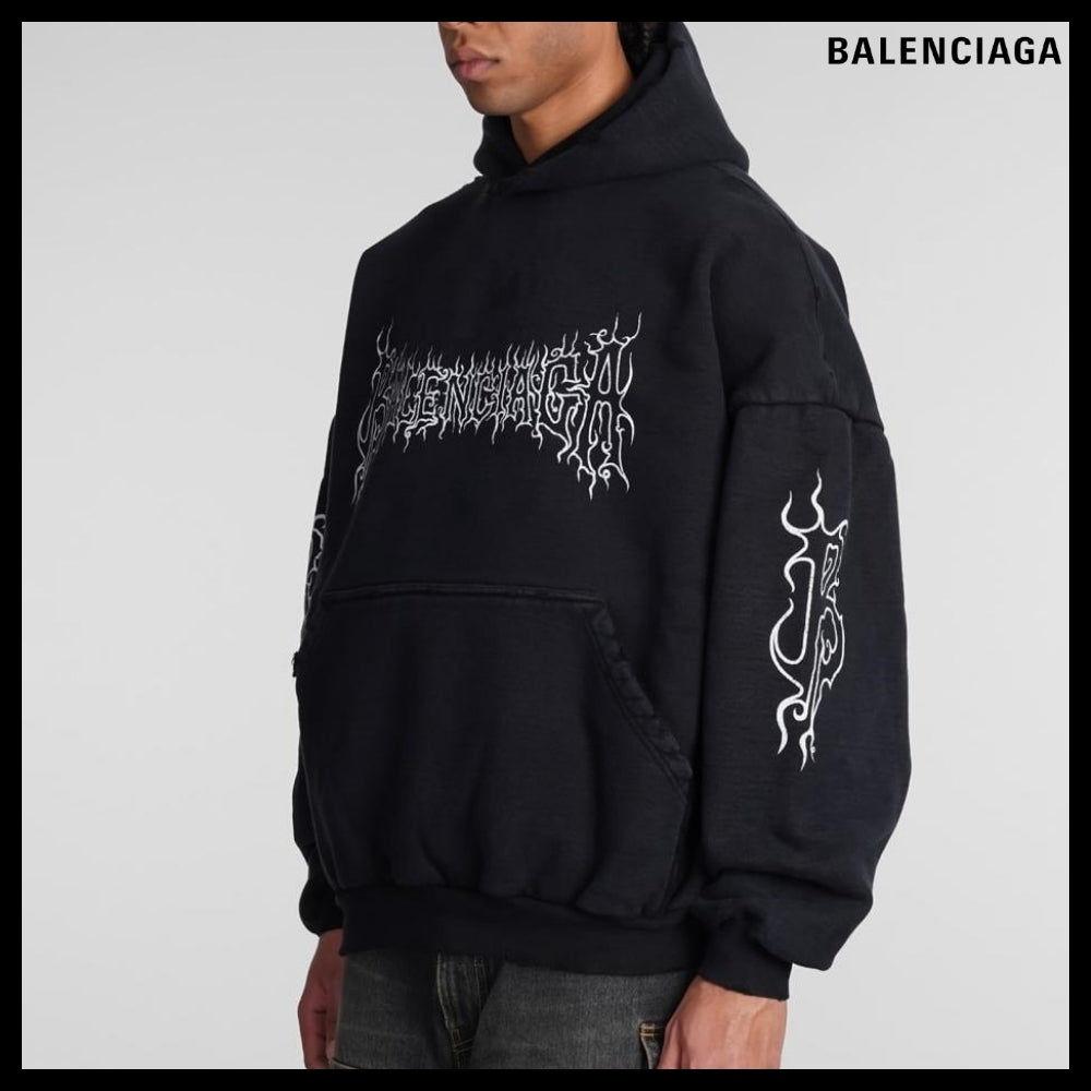 【BALENCIAGA】Darkwave Round Hoodie Oversized Black