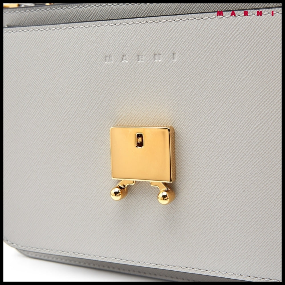 【MARNI】Grey Saffiano Medium Trunk Bag