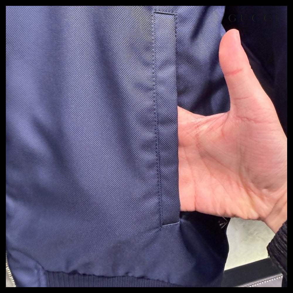 【GUCCI】GG Heavy Nylon Canvas Zip-Up Jacket Caspian