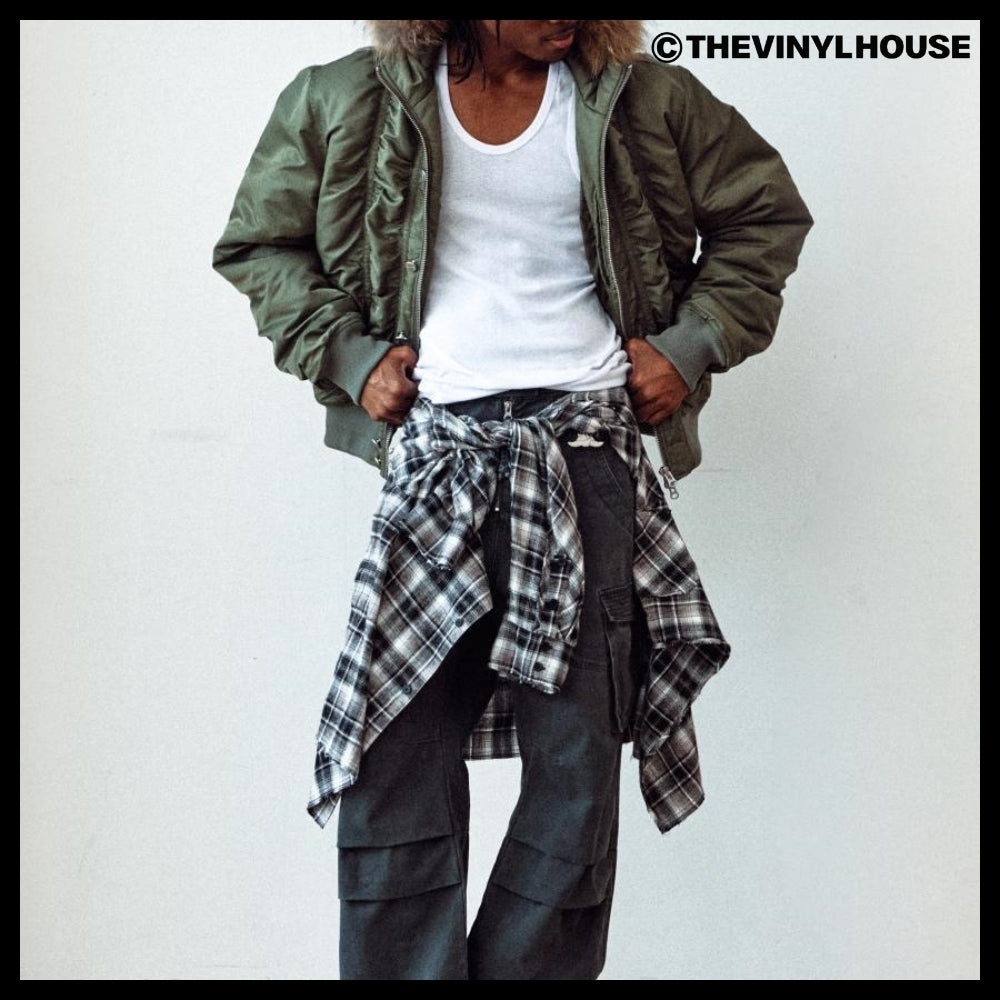 【THEVINYLHOUSE】Fur hooded MA-1 jacket Khaki