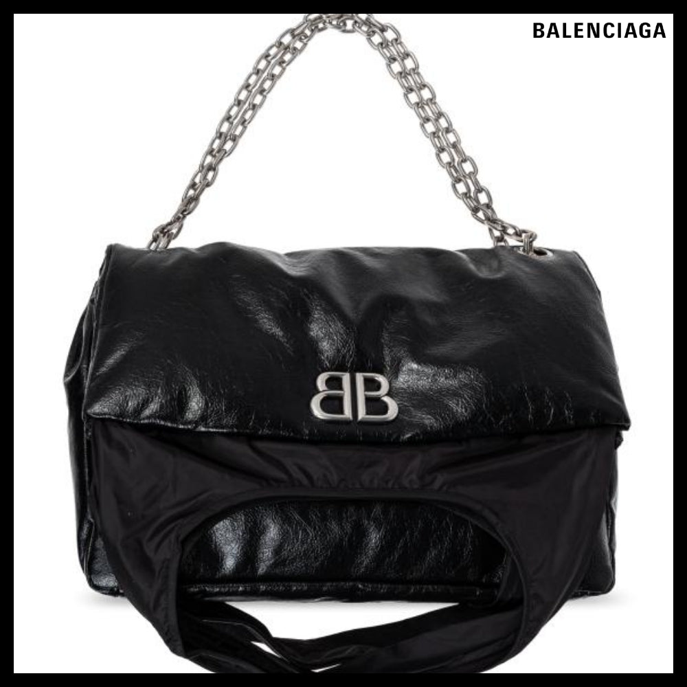 【BALENCIAGA】Black Monaco Large Chain Shoulder Bag