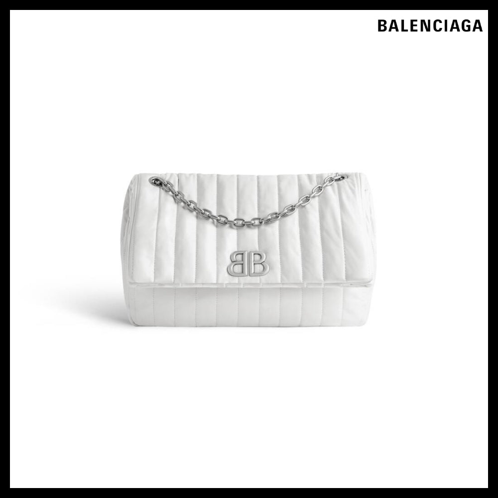 【BALENCIAGA】Monaco Medium Chain Bag Quilted Off White