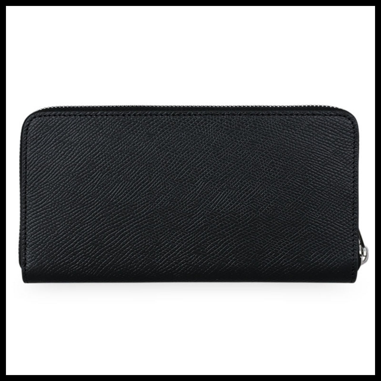 【CELINE】 Women Grained Large Zip Long Wallet Black