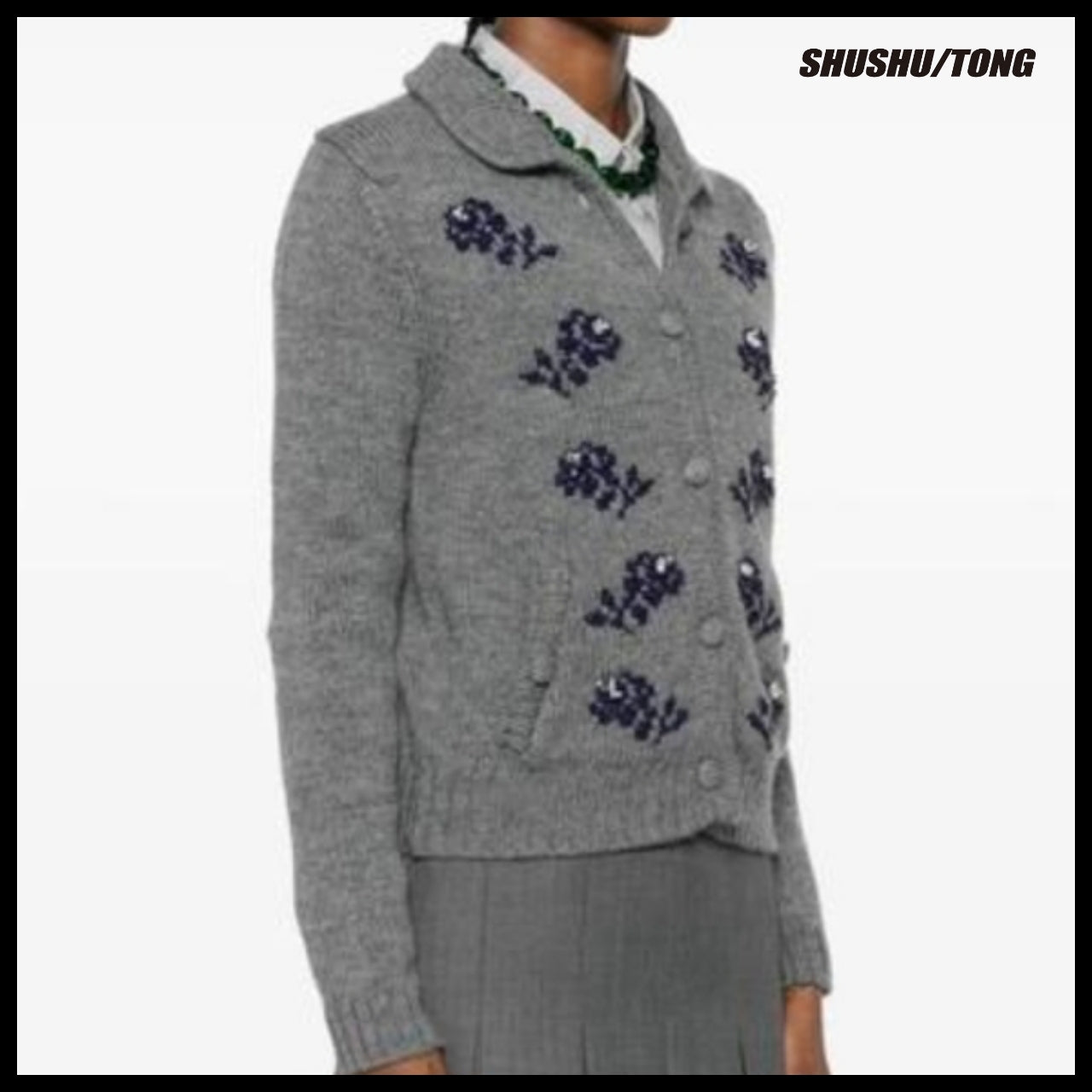 【SHUSHU TONG】Beaded Embellished Cardigan Gray