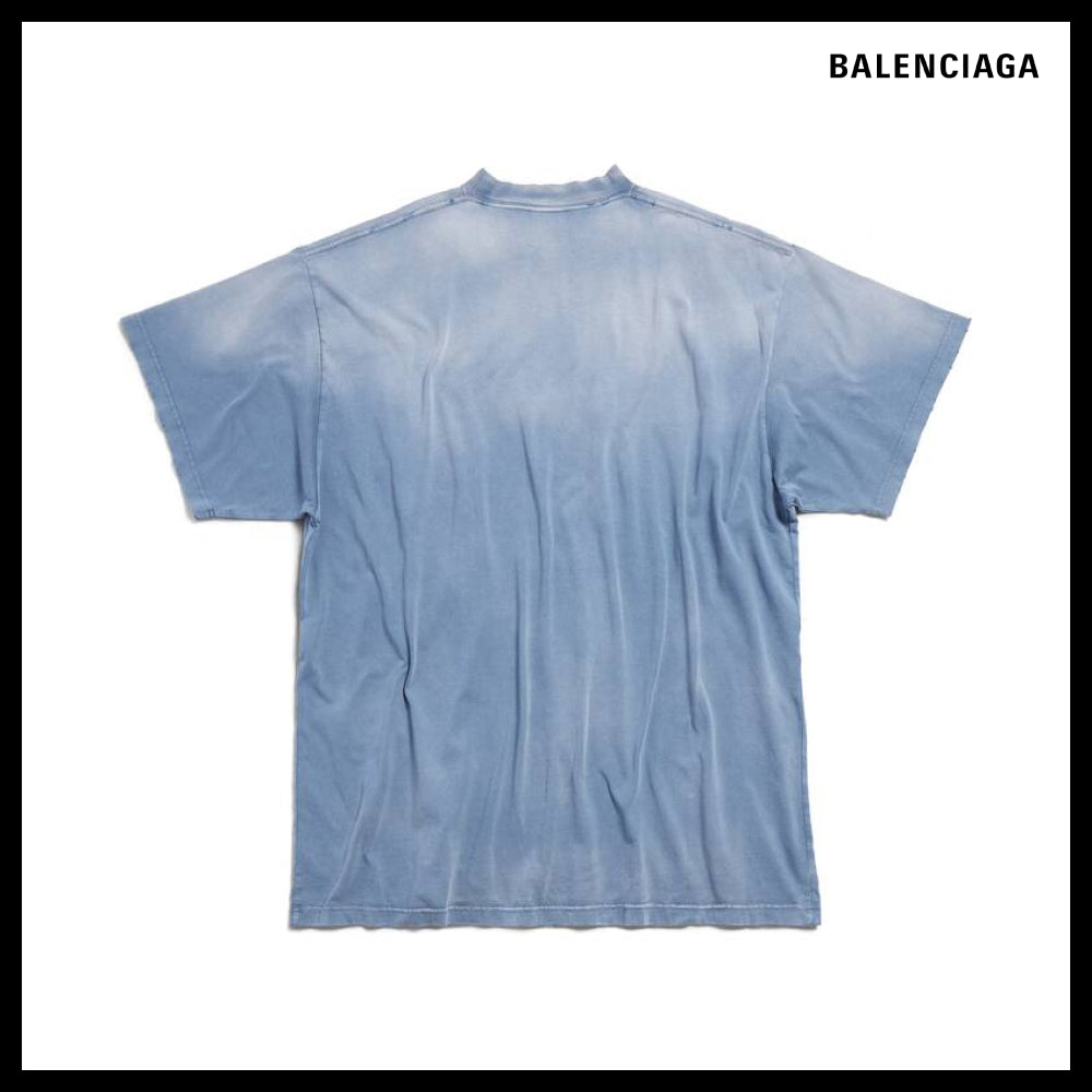 【BALENCIAGA】Moon T-Shirt Oversized Blue Vintage Jersey