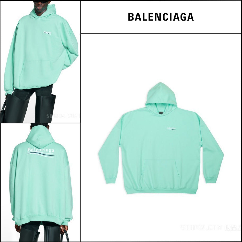 【BALENCIAGA】Political Campaign Hoodie Large Fit LightGreen