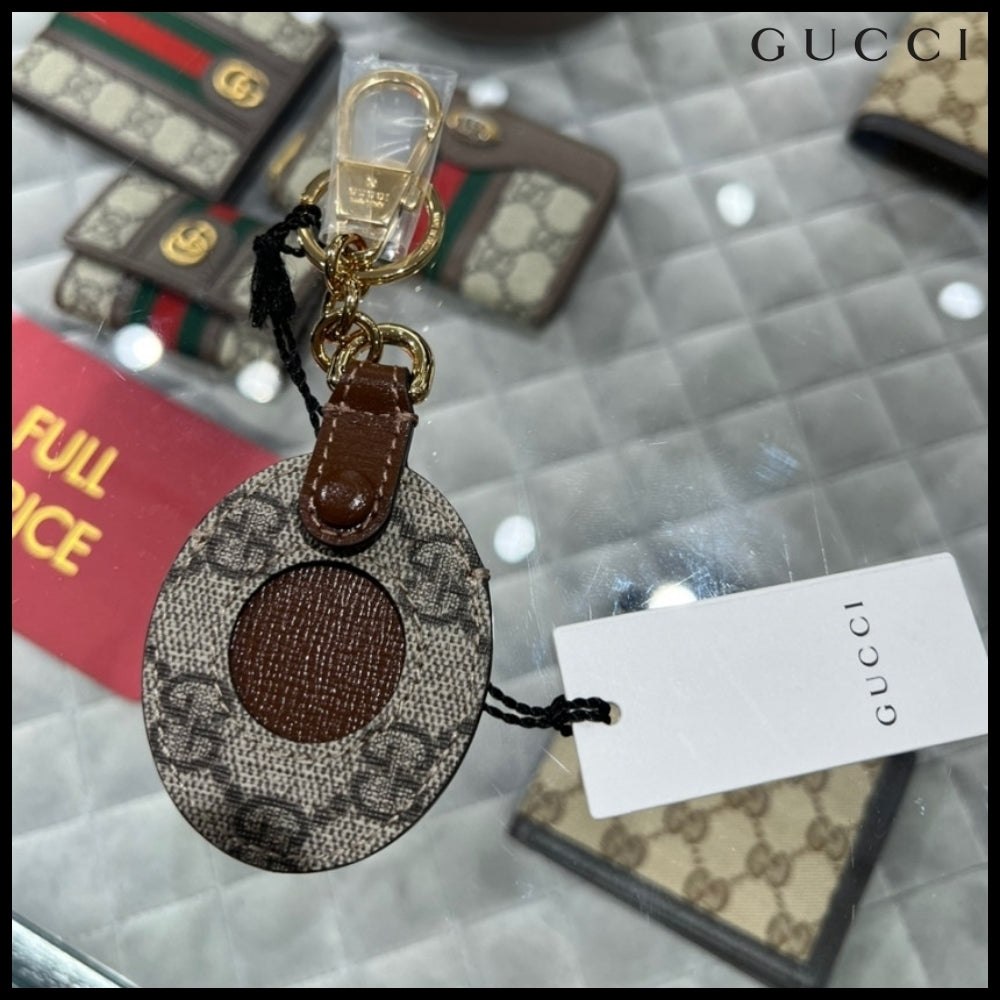 【GUCCI】AirTag Holder Key Ring Beige Ebony