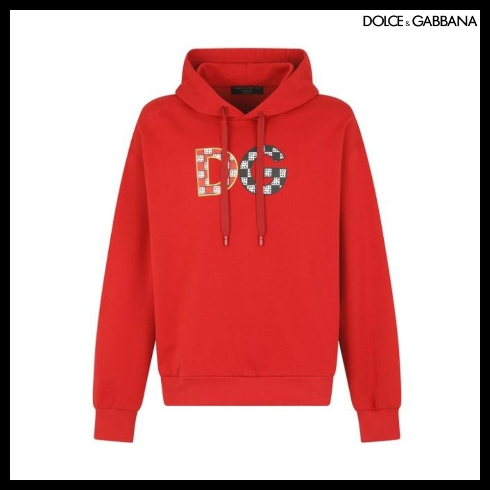 【Dolce & Gabbana】Jersey Sweatshirt with DG Patch Red