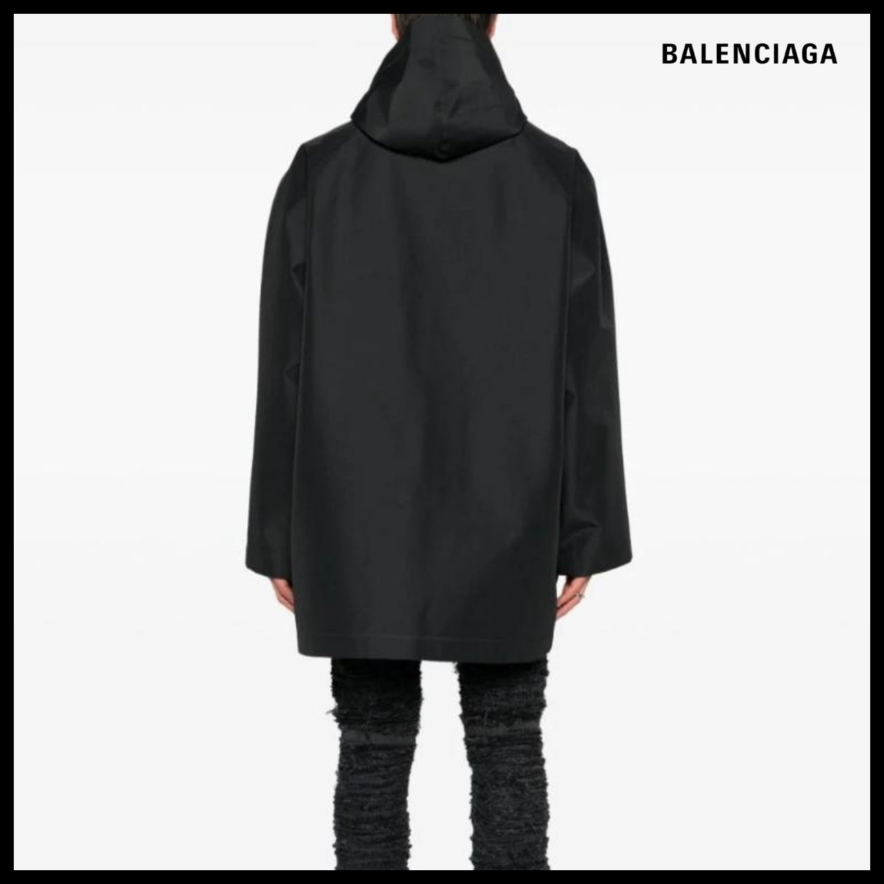 【BALENCIAGA】Hooded Rain Jacket Black