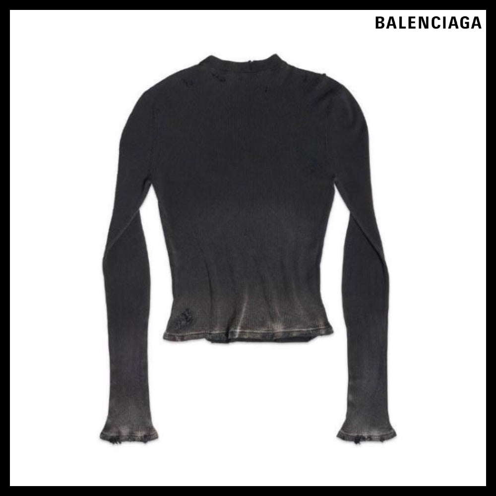 【BALENCIAGA】Women's Long Sleeve Top Black Fade