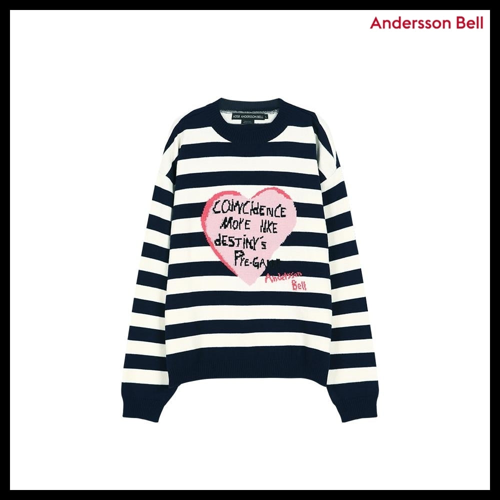 【ANDERSSON BELL】Boys Heart Message Crew-Neck Sweater