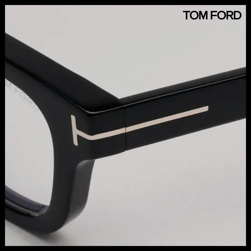 【TOM FORD】Bold Square Black Horn-Rimmed Eyeglasses