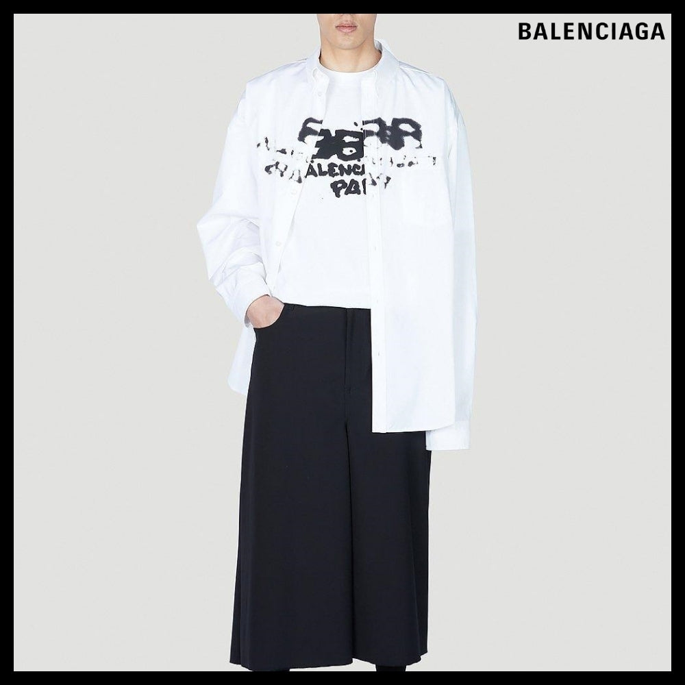 【BALENCIAGA】Paint Logo Shirt White