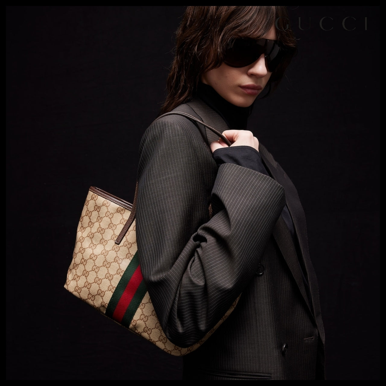 【GUCCI】Web Small Tote Bag