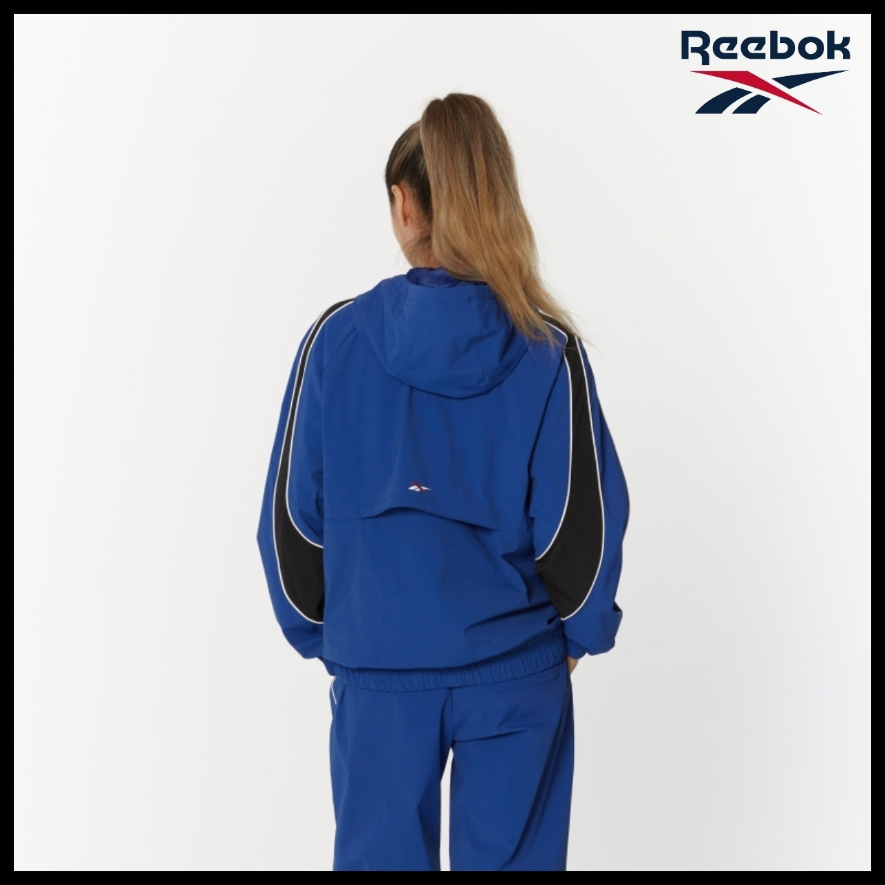 【Reebok】Stretch Hooded Windbreaker Jacket Blue