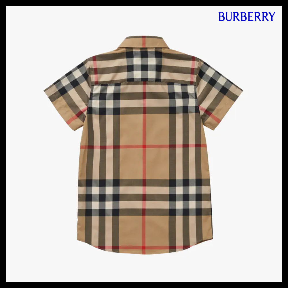 【Burberry】Check Stretch Boys’ Short Sleeve Shirt