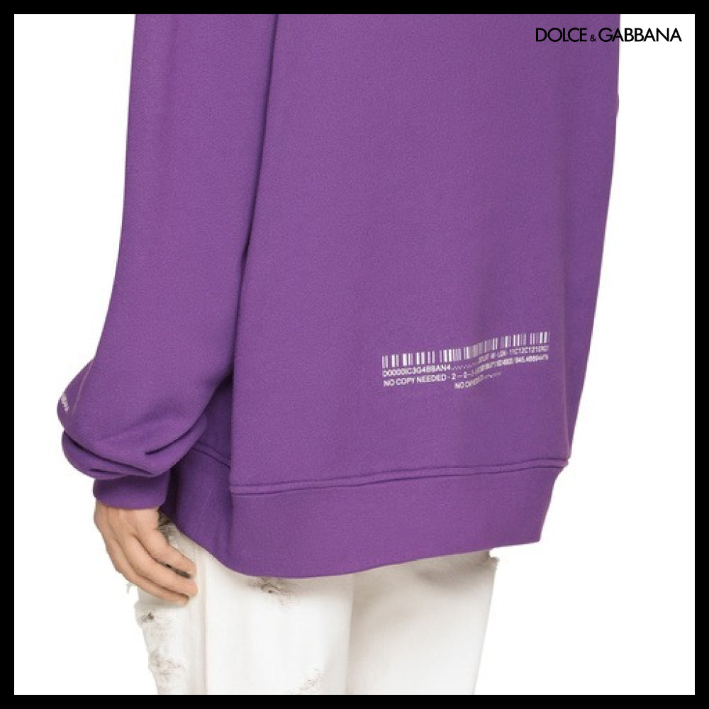 【Dolce & Gabbana】JERSEY HOODIE WITH DGVIB3 PRINT Purple