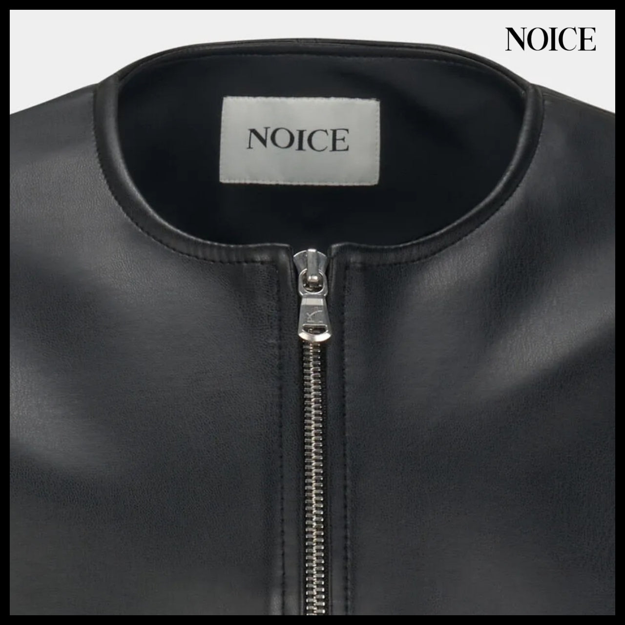 【NOICE】W Motorcycle Faux Leather Jacket Black
