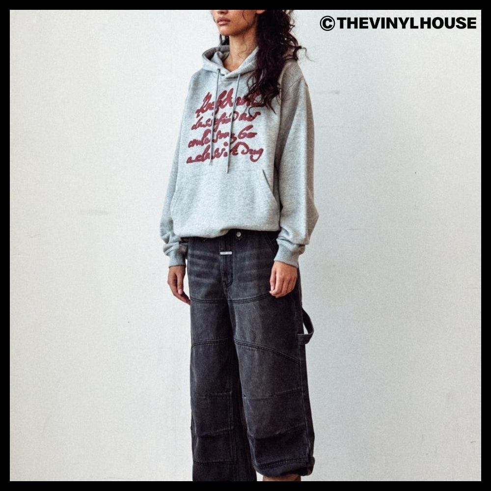 【THEVINYLHOUSE】Cursive writing typo hoodie (4 colors)