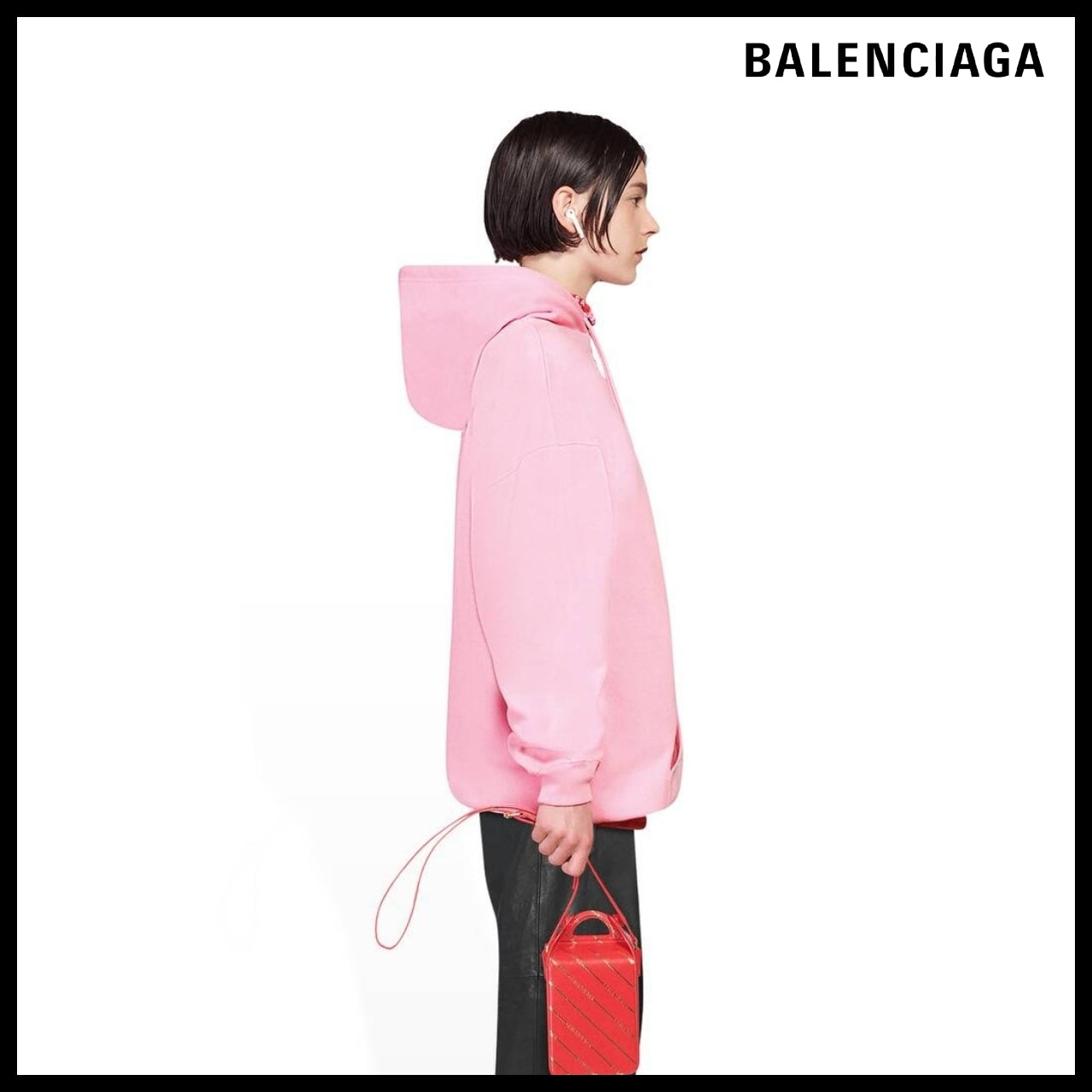 【BALENCIAGA】Balenciaga Hoodie Medium Fit Pink White