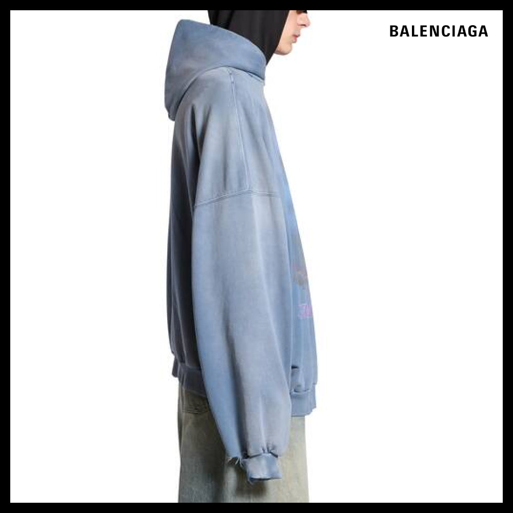 【BALENCIAGA】Moon Hoodie Oversized Blue Archetype Fleece