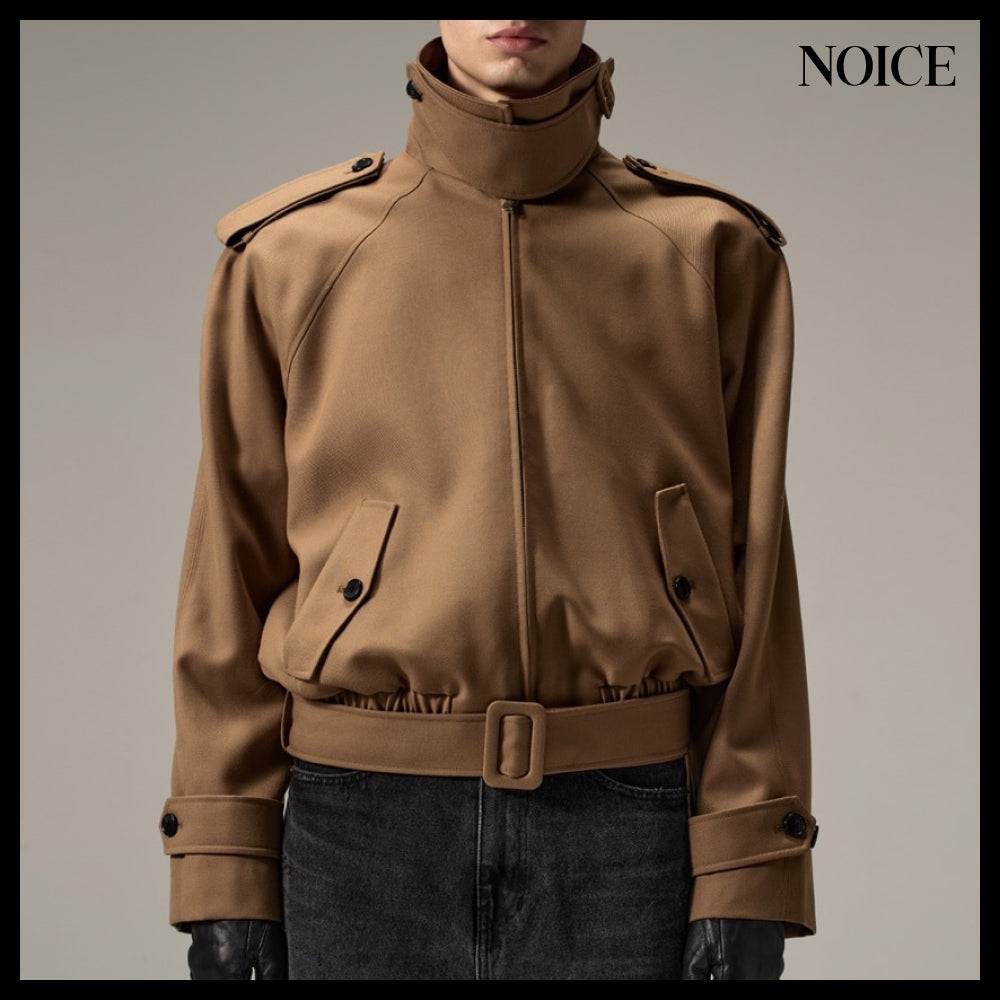 【NOICE  】NECK BUCKLE WOOL BLEND BLOUSON CAMEL