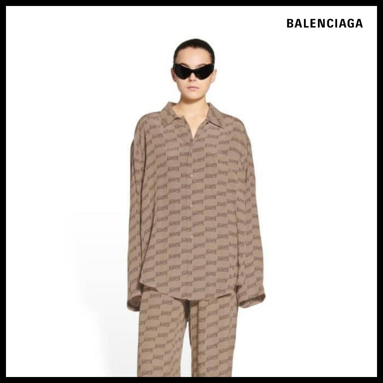 【BALENCIAGA】BB Monogram Minimal Shirt Beige