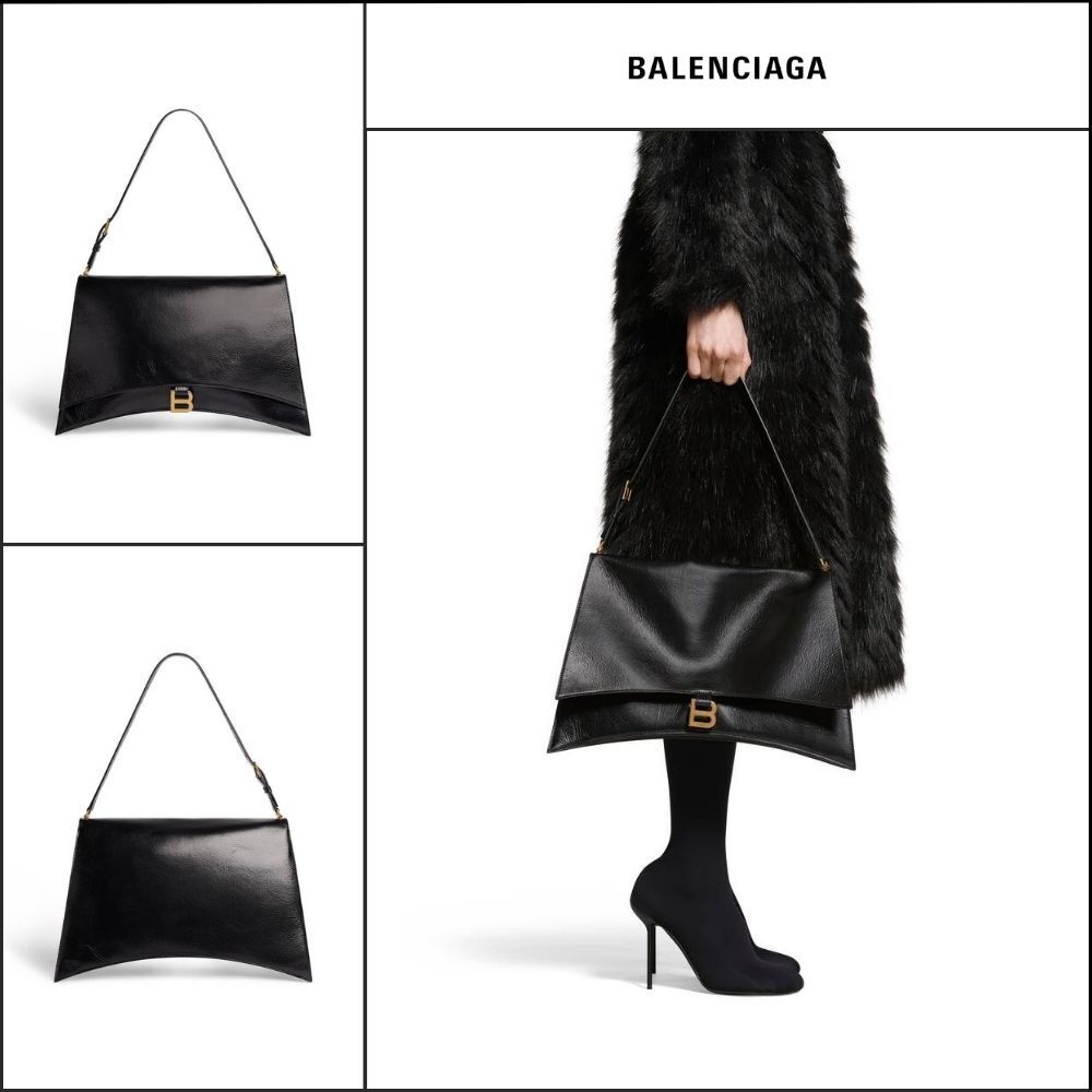 【BALENCIAGA】Crush Large Sling Handbag Black