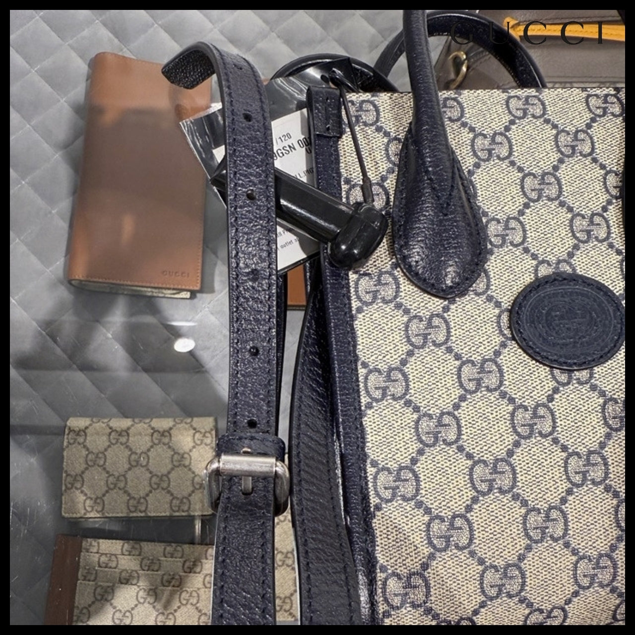 【GUCCI】GG Supreme Mini Tote Bag Beige Blue