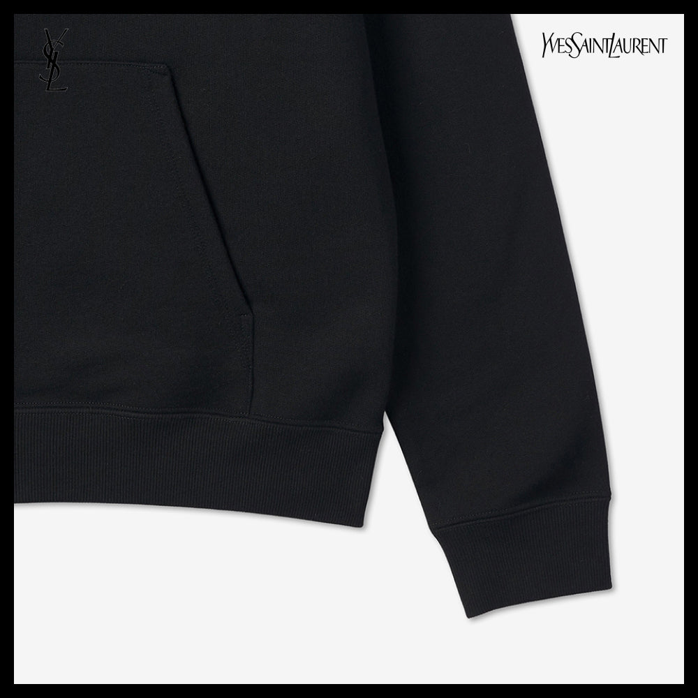 【Saint Laurent】ロゴ リブ ゴーシュ フーディー ブラック