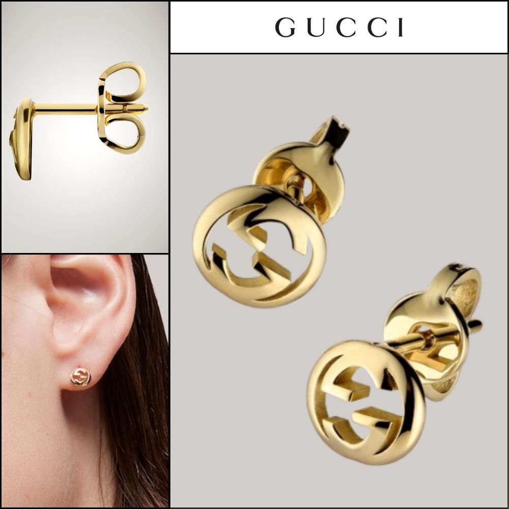 【GUCCI】Interlocking 18K Stud Earrings