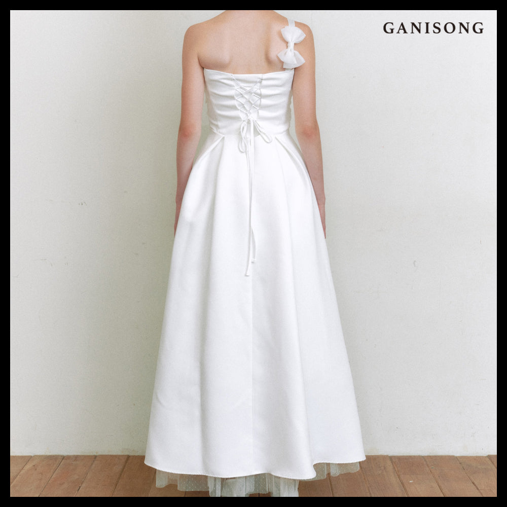【GANISONG】Bridal Knotted Dress White
