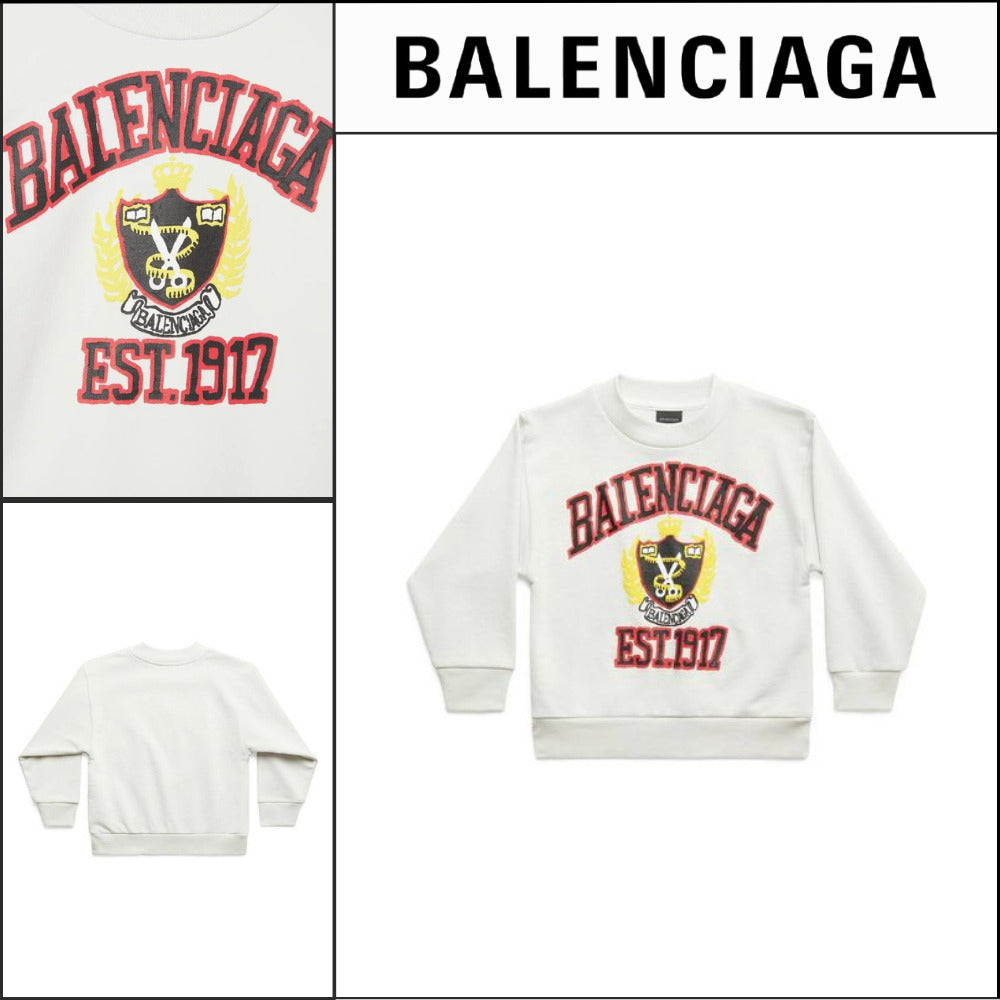 【BALENCIAGA】Kids DIY College Sweatshirt White