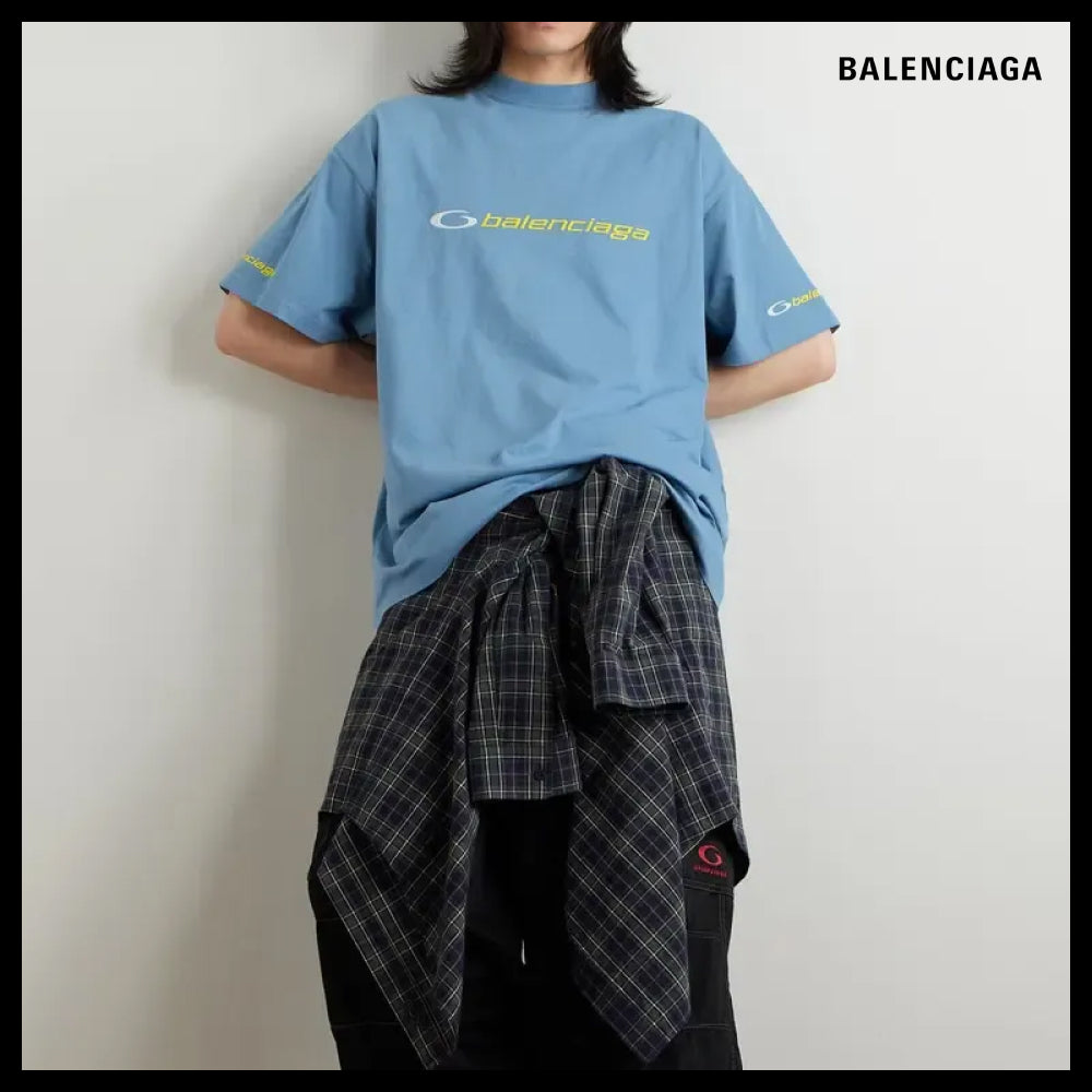 【BALENCIAGA】Oversized Logo-Embroidered Cotton-Jersey