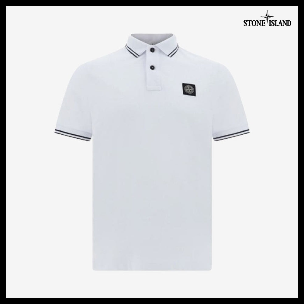 【STONE ISLAND】Collar Short Sleeve T-Shirt White Men