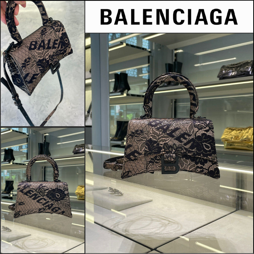 【BALENCIAGA】Hourglass XS Handbag “Dentelle” Edition