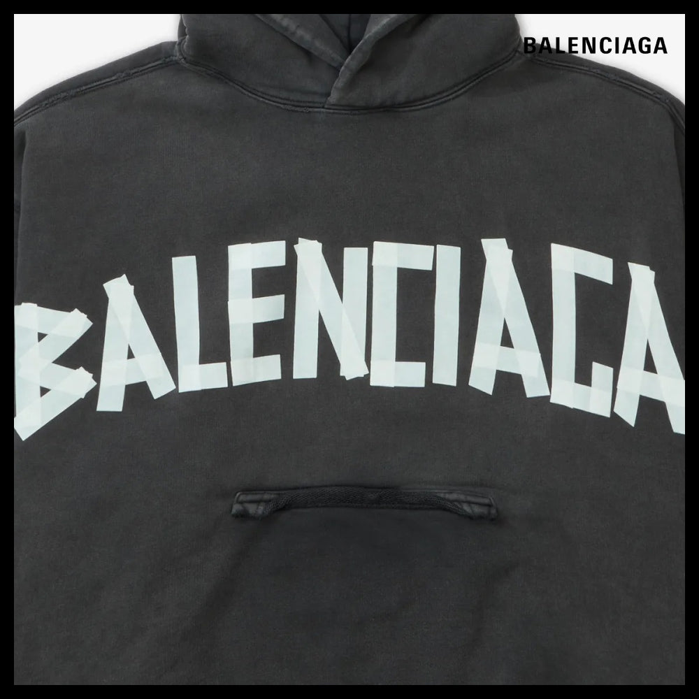 【BALENCIAGA】Ribbed Pocket Hoodie - Faded Black