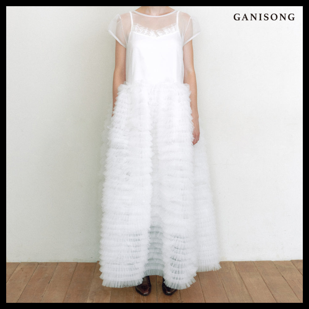 【GANISONG】Bridal Cakewalk Dress White