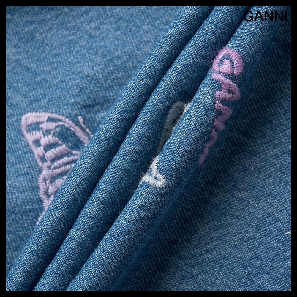 【Ganni】バタフライ ロゴ デニム パンツ