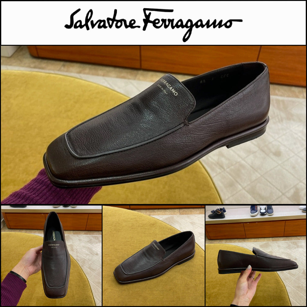 【FERRAGAMO】BRIAN LOGO MOCCASIN LOAFERS BROWN