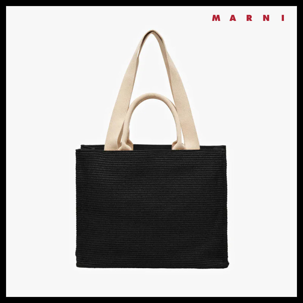 【MARNI】East West Raffia Large Top Handle Tote raffia top