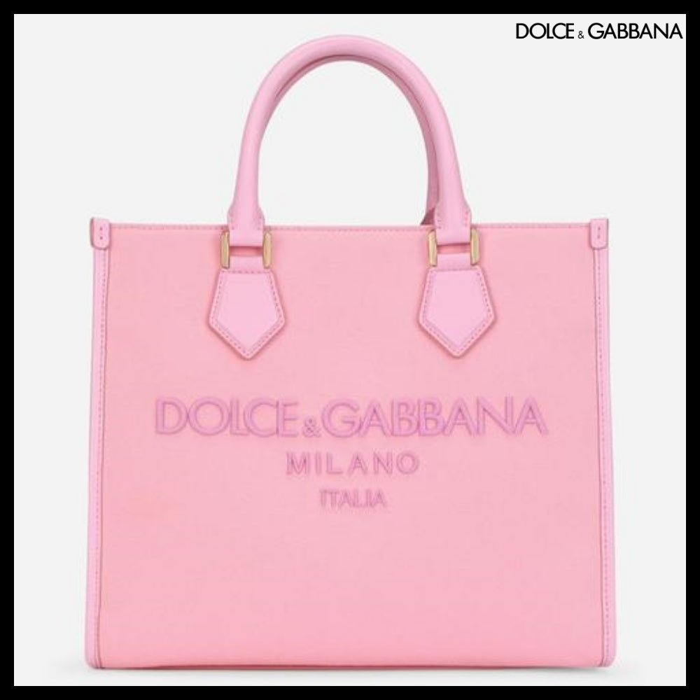 【Dolce&Gabbana】CANVAS SHOPPER EMBROIDERED LOGO