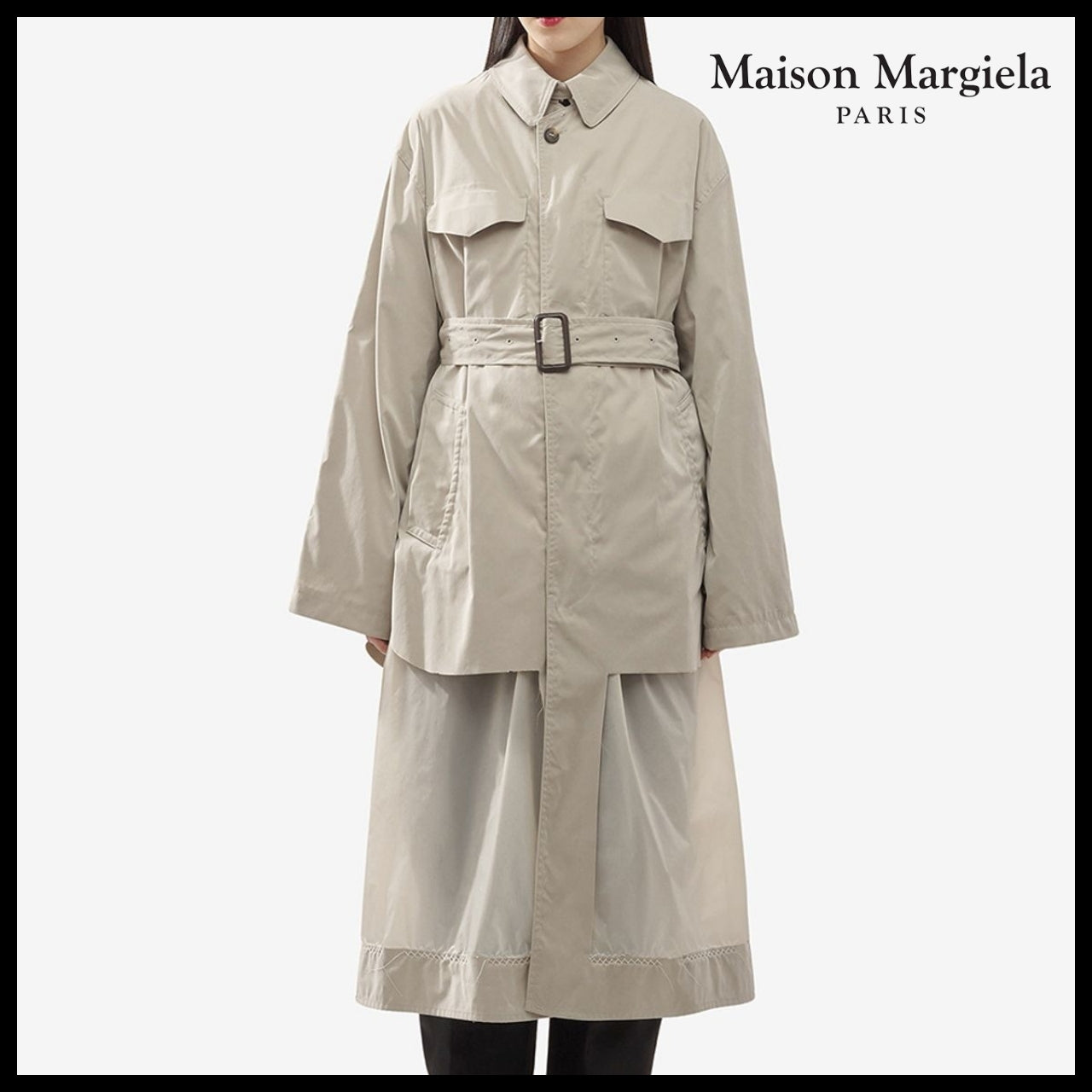 【Maison Margiela】Layered Trench Coat Sand