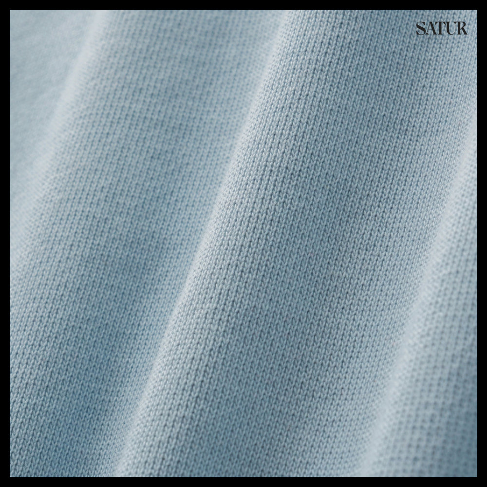【SATUR】Applique Rivet Hoodie Sky Blue