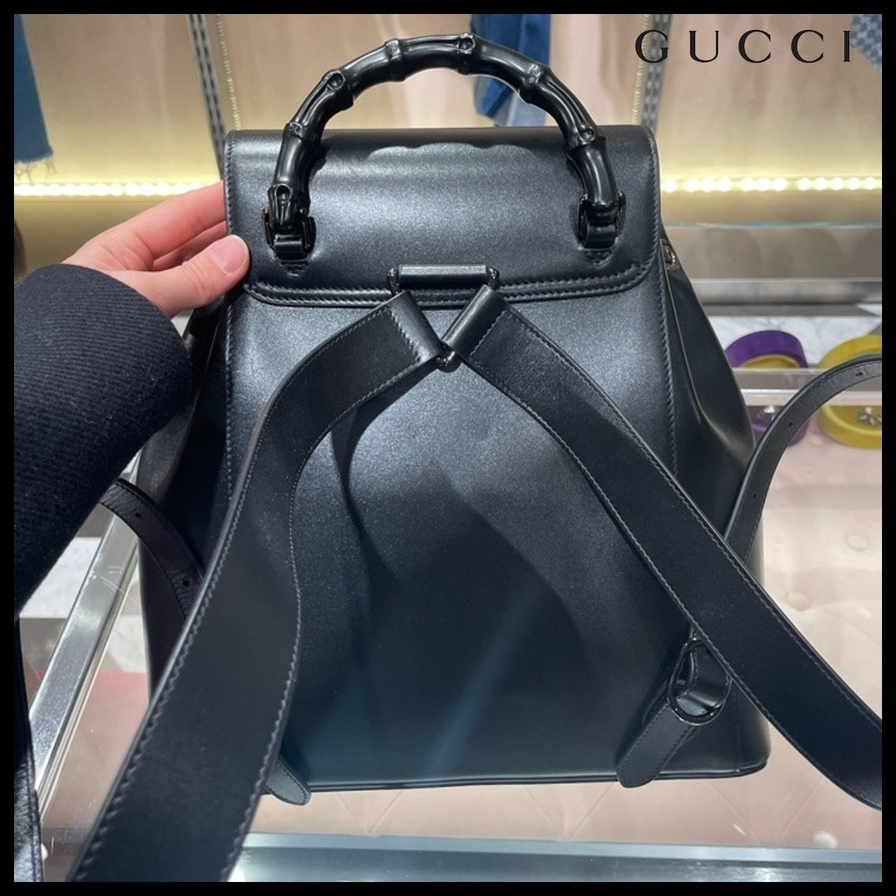 【GUCCI】Noblesse Calf Pocket Bamboo Top Handle Backpack