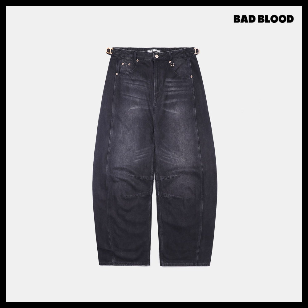 【BADBLOOD】Charlie Barrel Jeans - Black