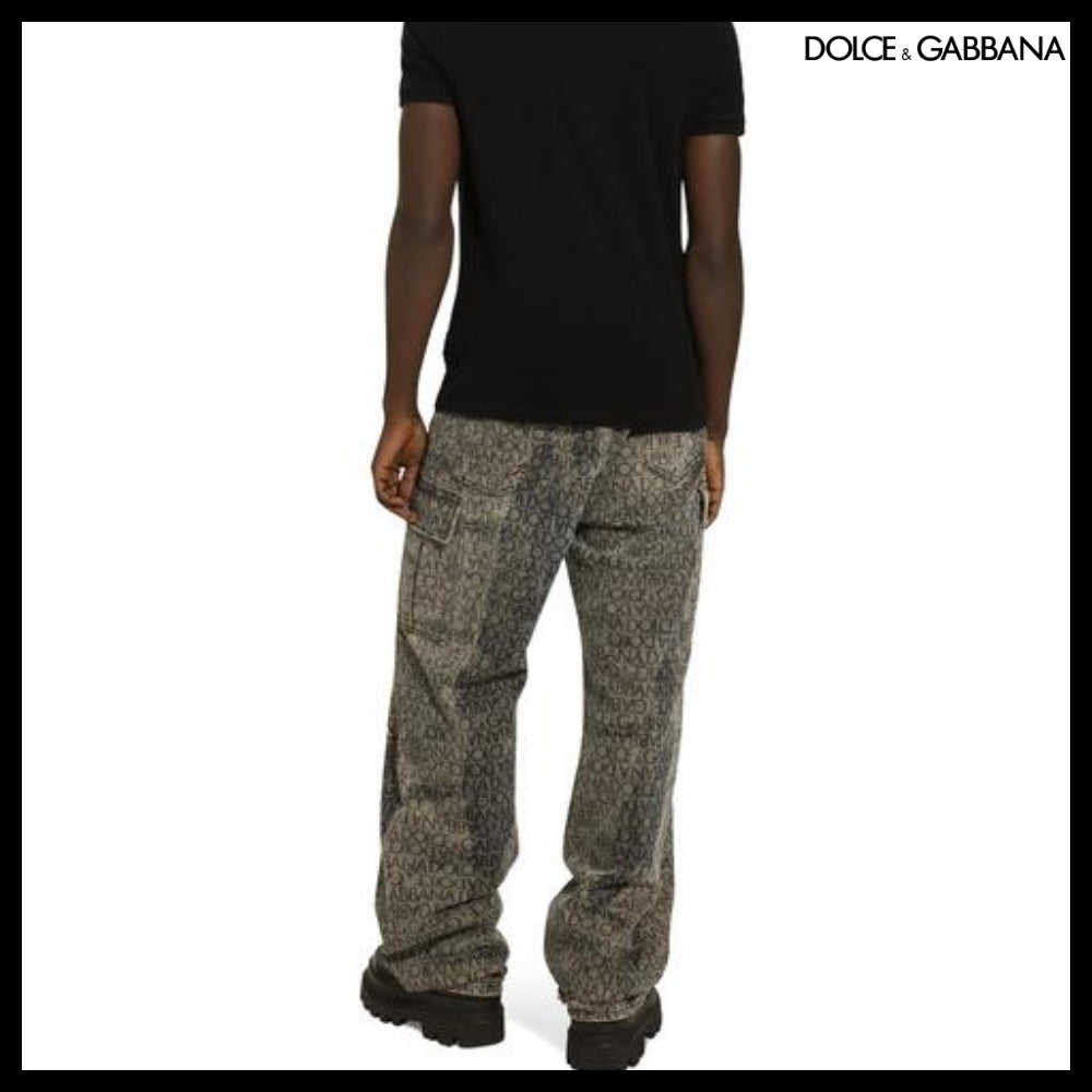 【Dolce&Gabbana】GRAY DENIM CARGO JEANS LASER LOGO