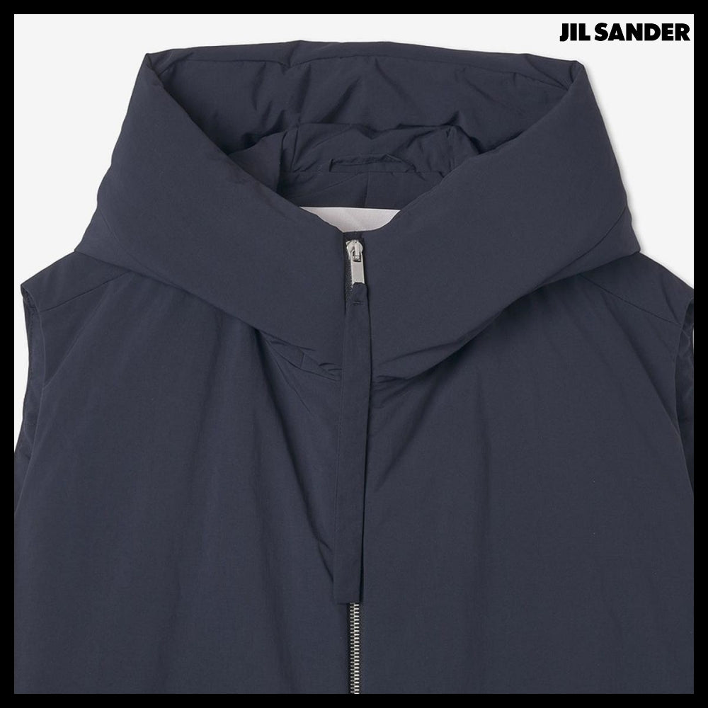 【Jil Sander】Gilet Hooded Puffer Vest Navy